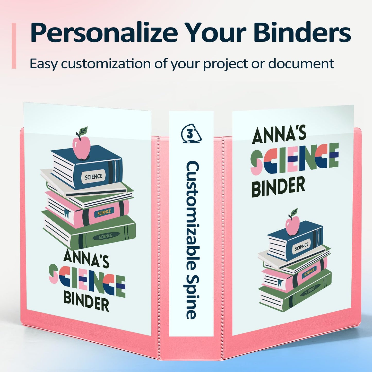 Sooez BinderX Extra Durable 3 Inch 3 Ring Binder, D-Ring Large Binders, Holds 670 Sheets of 8.5x11 Paper, Customizable View Cover with Inside Pockets, Heavy Duty 3 Ring Binder for School, Light Blue