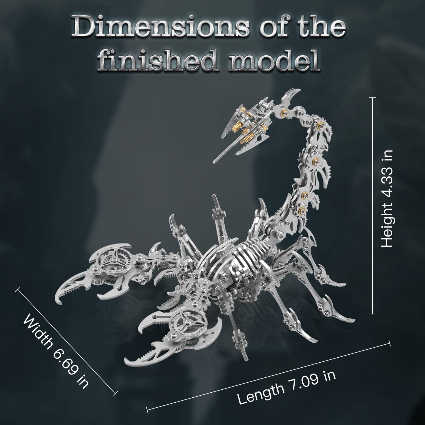 Metalkitor Scorpion 3D Metal Puzzles Kits for Adults Teens – 454 Pcs – Mechanical Assembly Models – 4 Hours to Build – Ideal for Gifts and Decorations (Silver)