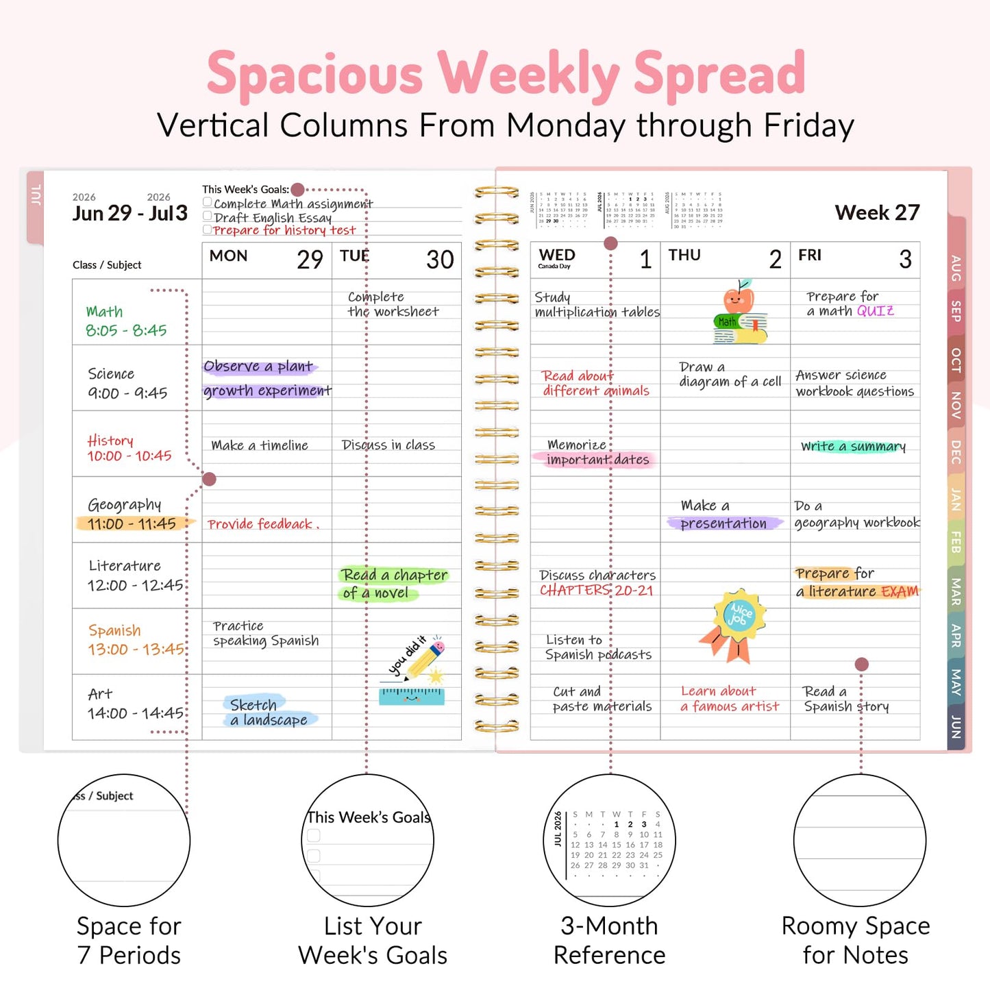Teacher Planner 2026-2027, Forvencer Academic Planner 2026-2027, Jul 2026 - Jun 2027, 8.5"x11", Weekly & Monthly Planning Book with 7 Periods, School Agenda for Teacher Student Homeschool, A4, Black