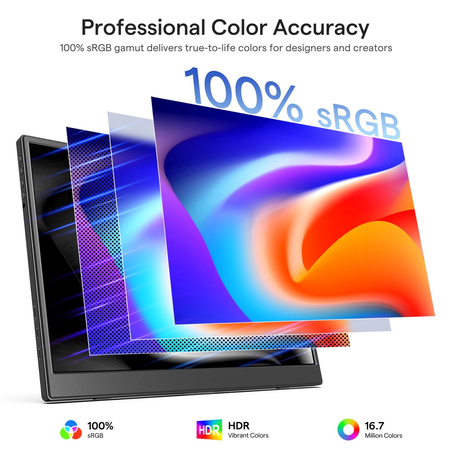 Yxk Portable Monitor 14 Inch 1200P 60Hz IPS HDR Ultra-Slim Travel Monitor with Dual Speakers USB-C HDMI Second Screen for Laptop PC Mac Phone Xbox PS4/5 Switch, VESA Kickstand, Zero Frame Gaming