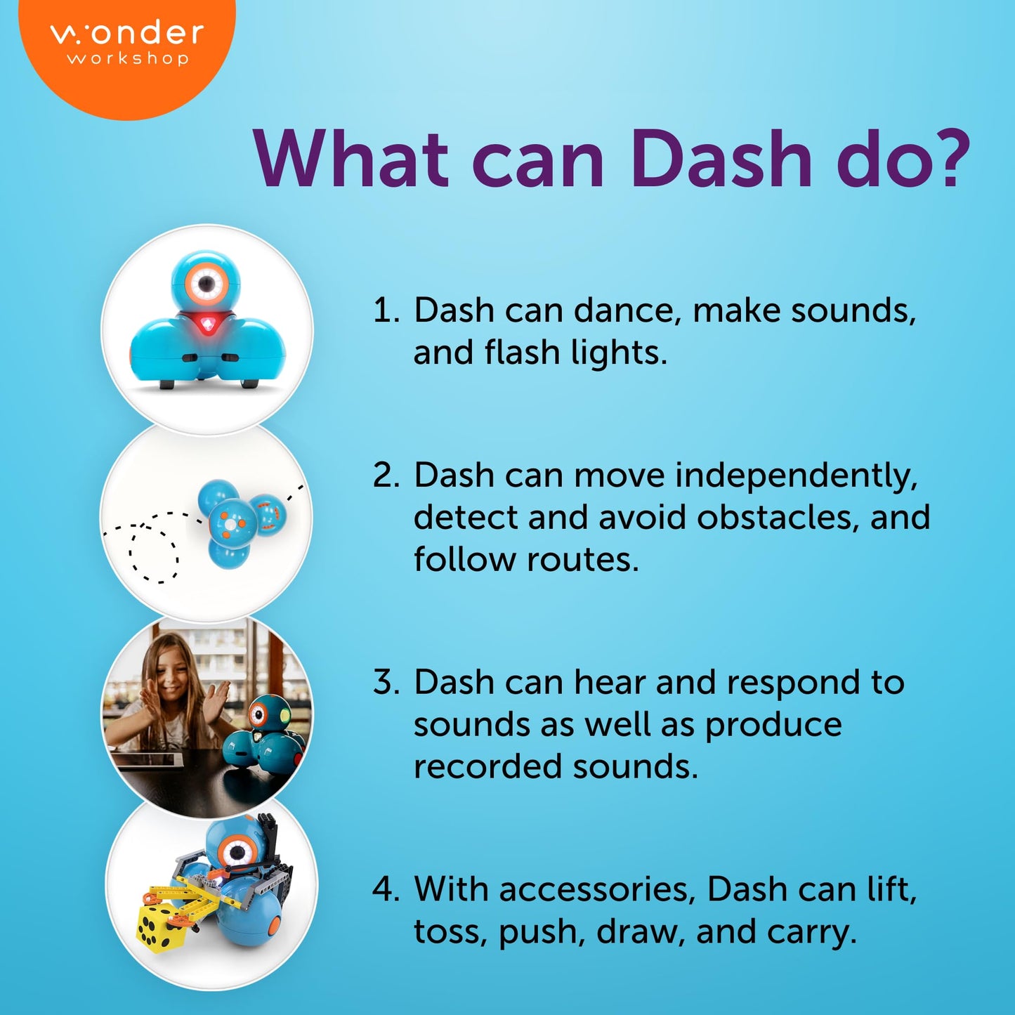 Wonder Workshop Dash Robot - Coding Robots for Kids 6+ - Voice Activated STEM Robot Toys - Interactive, Educational & Programmable
