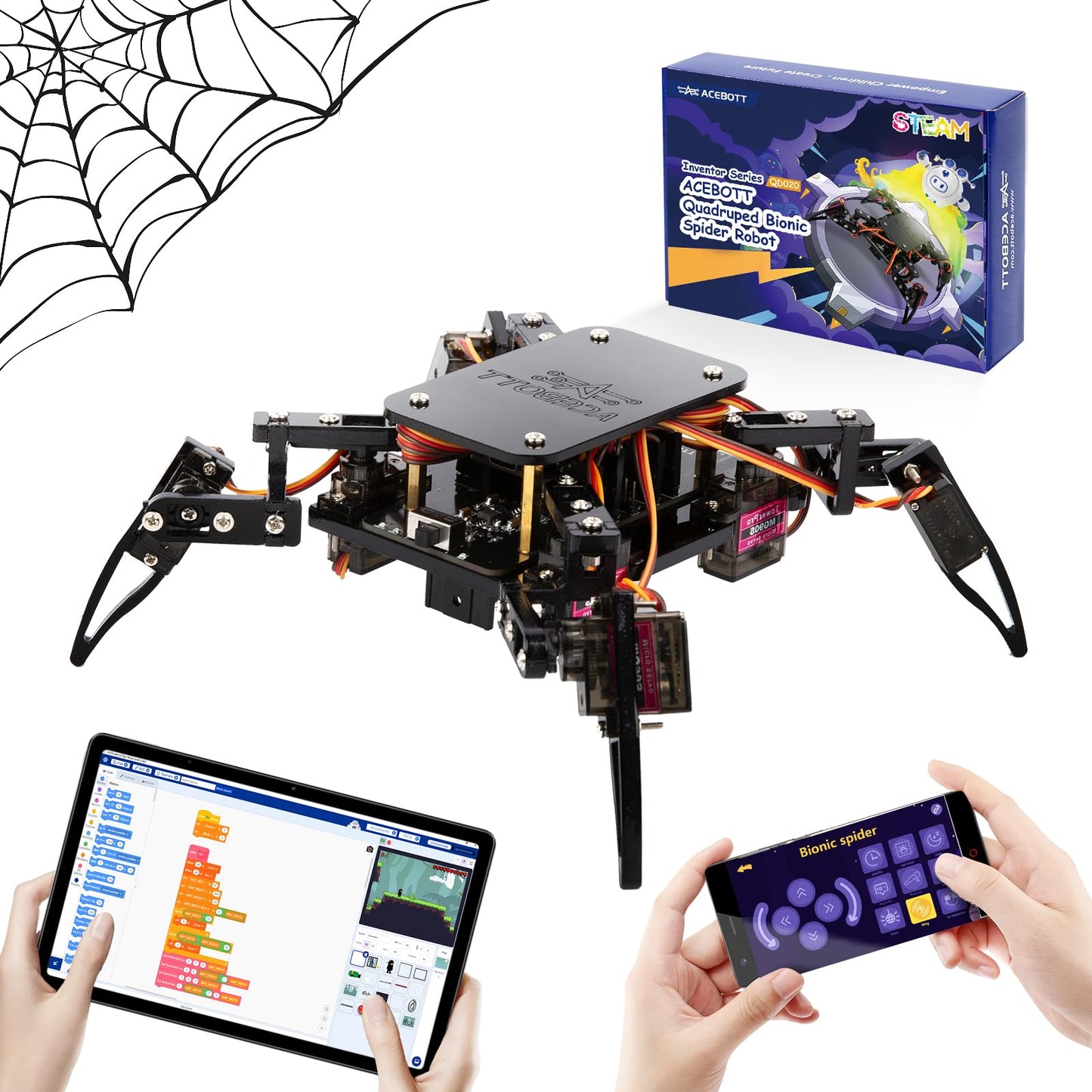 ACEBOTT Science Kits Spider Robot Building Kit STEM Crawling Robot Gifts for Kids Boys Ages 8-12 Girls, Scientific Coding Robotic Technic Creative DIY Toys for Birthday