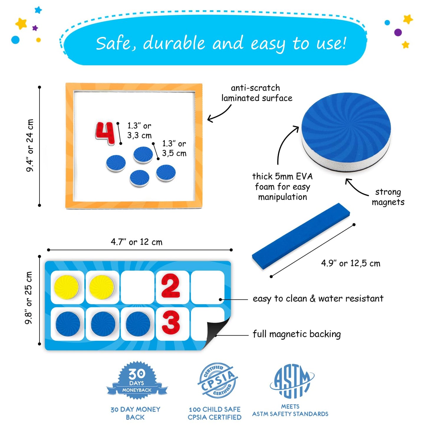 84 PCS Magnetic Number Bonds & Magnetic Ten Frames Set - Jumbo 10 Frames for Classroom, Numbers for Whiteboard, Math Counters Math Manipulatives, Classroom Must Haves - Simply Magic