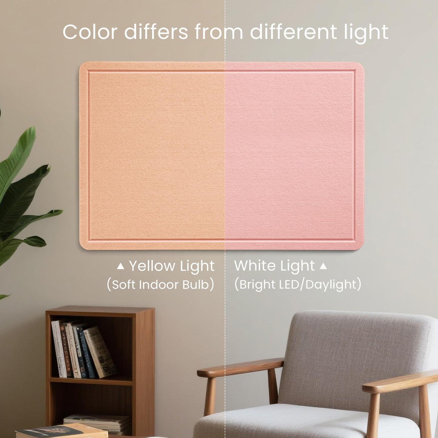 Lightomorrow Bulletin Board, 24 x 18 Inches Cork Board Alternative Decorative Felt Pin Board with Safe Removable Adhesives & 22 Push Pins for Home Office Classroom Walls-Light Coral