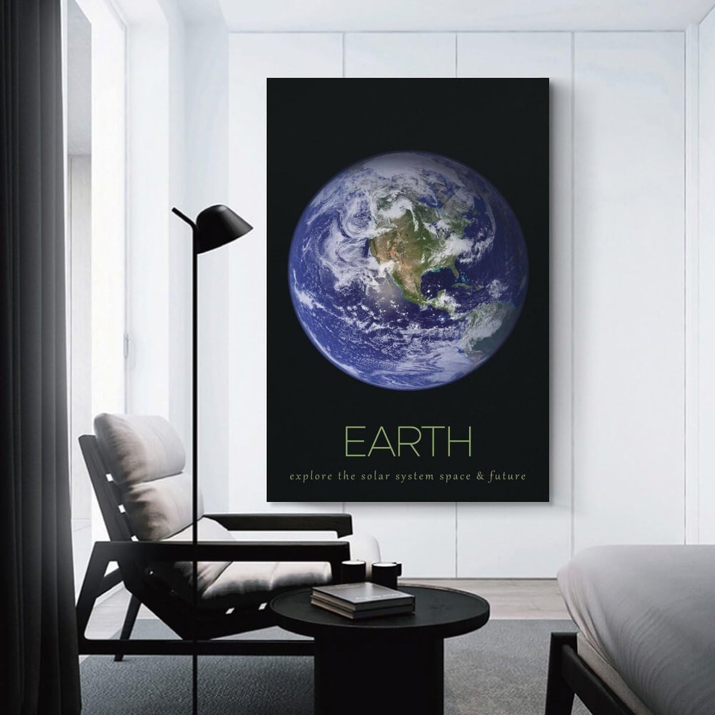 LGDSBHH Minimalist Earth Solar System Canvas Wall Art - Educational Space Planet Poster - Science Classroom & Kids Bedroom Decor - 12x18 Inch (Unframed)