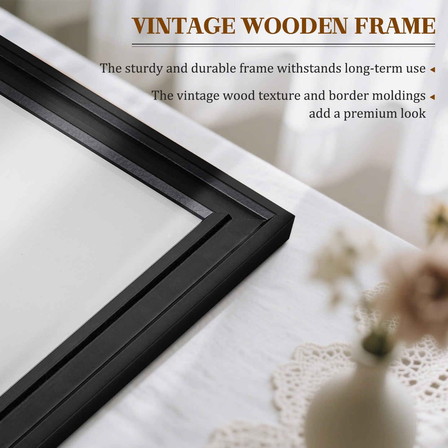 QUEENLINK White Board for Wall, 24''x18'' Magnetic Dry Erase Board, Decorative Whiteboard with Black Wooden Frame, Hanging Writing Board for Home Office School Dorm