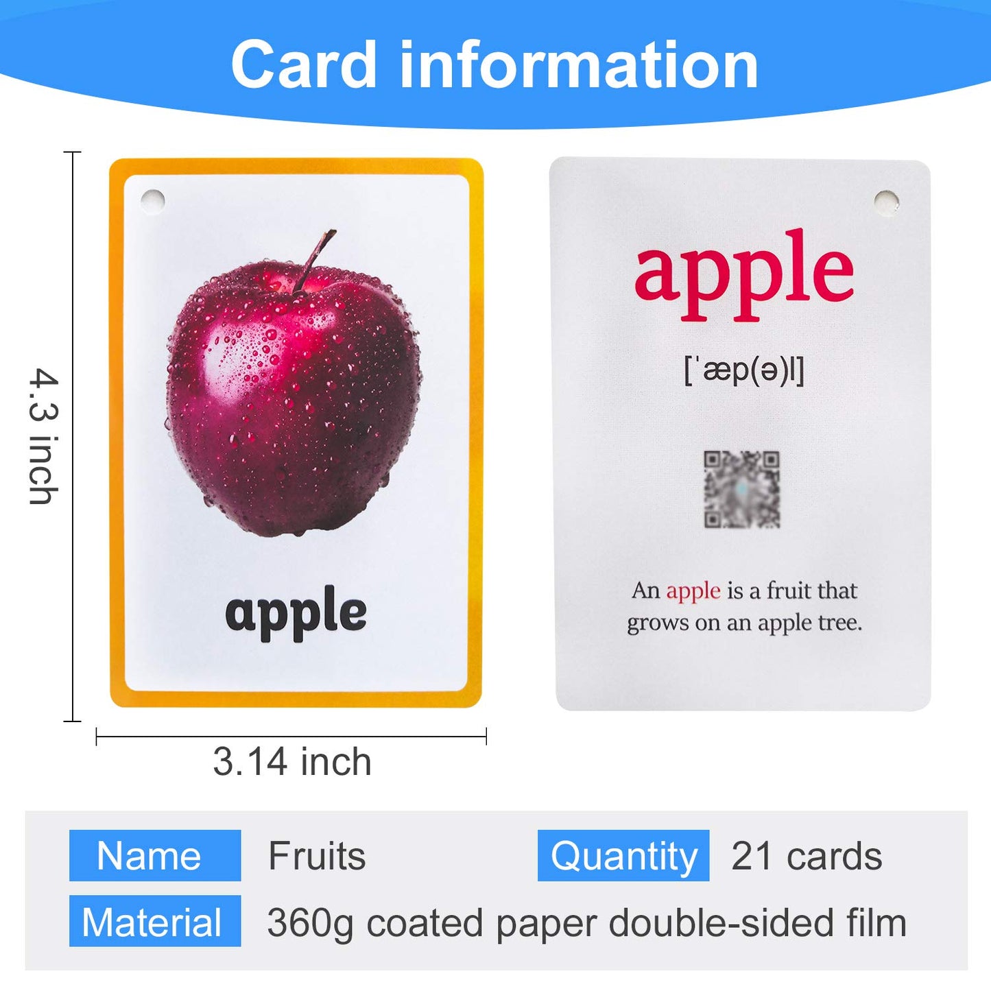 Fruits/Vegetable/Foods/Food Quantities Flash Cards English Flash Cards Pocket Card Learning Toys for Children Pre-Kindergarten Kids Education Aids