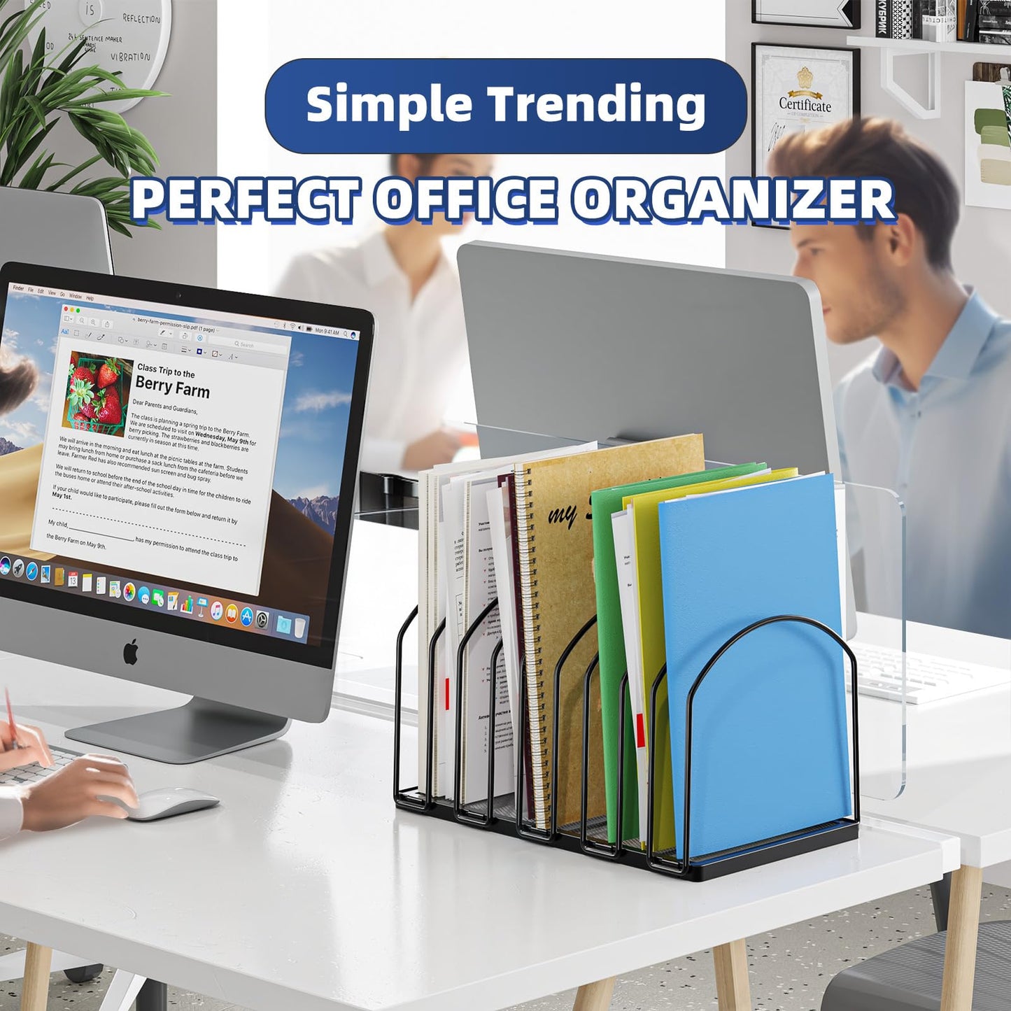 Simple Trending 9 Section Metal File Sorter Organizer for Desk Home Office, Black