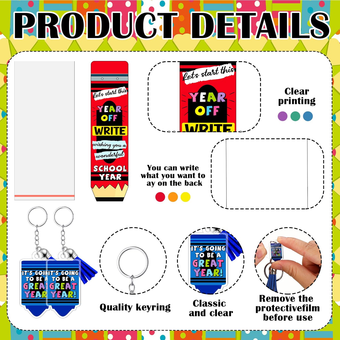 Tenceur 30 Set Bulk Back to School Gifts for Students Crayon Themed Ballpoint Pens Keychains and Cards Set First Day of School Gifts Supplies for Teacher Classroom Rewards Party Favors