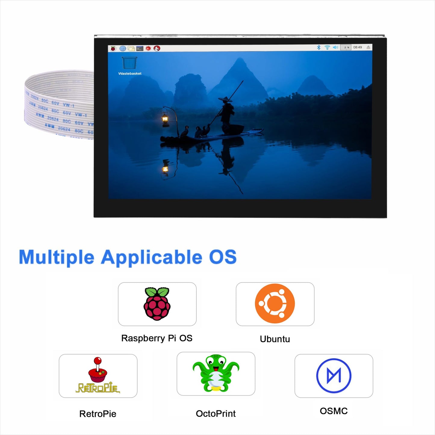 OSOYOO 5 inch Touch Screen RPi5 Monitor DSI IPS LCD 800×480 Display for Raspberry Pi 5 4B 3B+ 3A+ 3B 2B - Wide Viewing Angle, Capacitive Touchscreen, No Need Driver