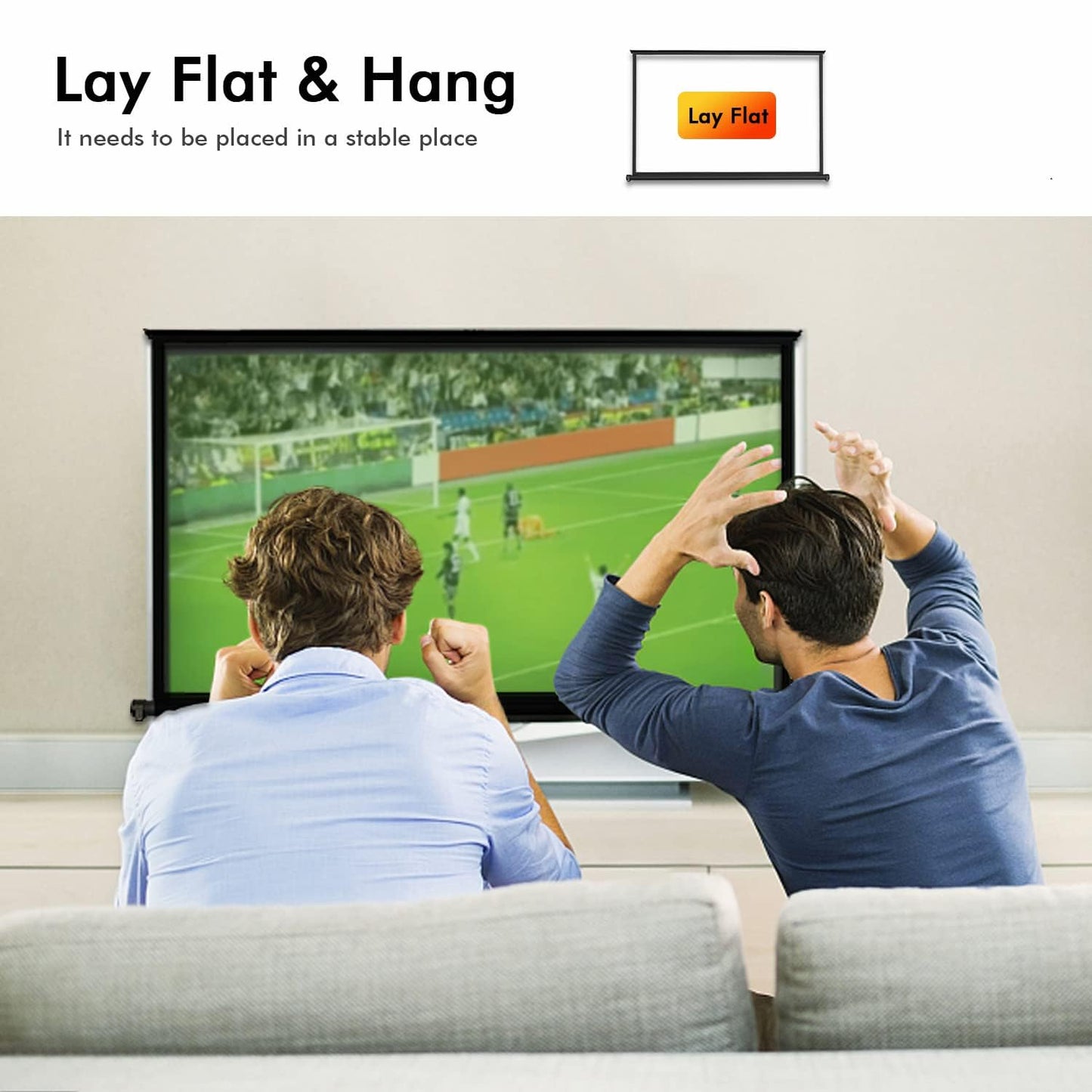 New Portable Mobile 50 Inch Projector Screen Pull Down, 16:9 Projector Screen Retractable Tabletop Screen Tripod Stand for Home Theater Meeting Room, School Indoor Outdoor Ceiling Wall Mount Upgrade