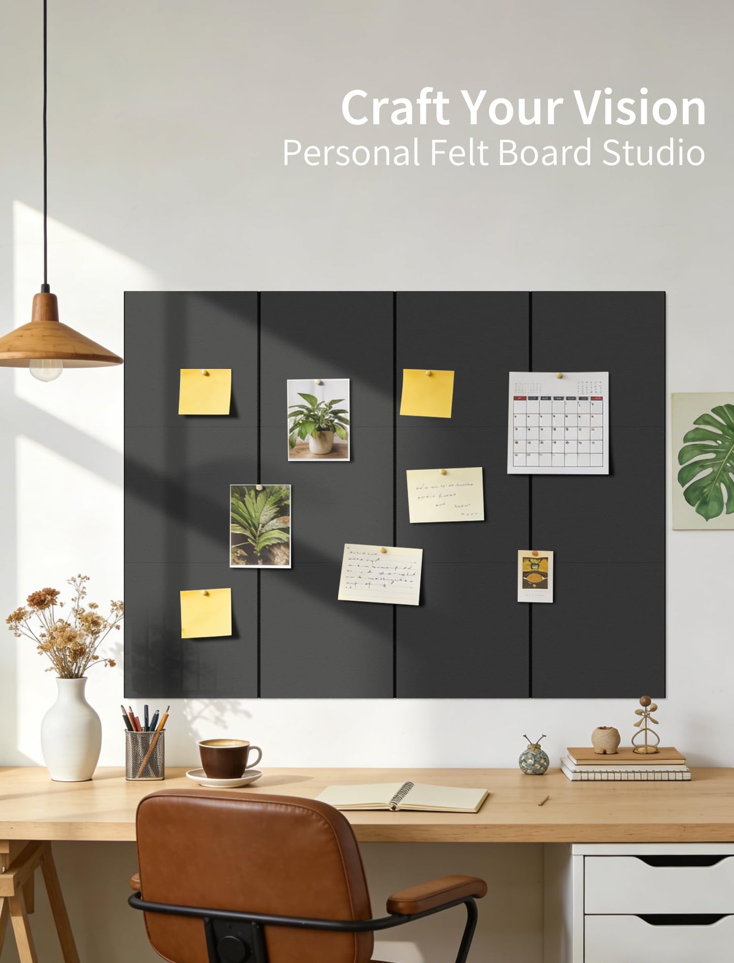 Large Bulletin Board 48"x 24" Cork Boards for Walls, 8 Pack Felt Wall Panels Photo Board, Cork Board for Office Home Pin Board