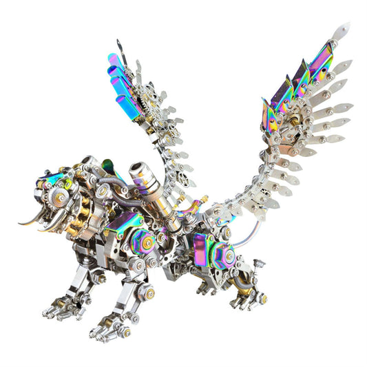 Metalkitor Bengal Tiger 3D Metal Puzzle for Adults, 700PCS, Model Assembly Kits - Retro Steampunk Style Desk Ornament(with Colorful Wings)