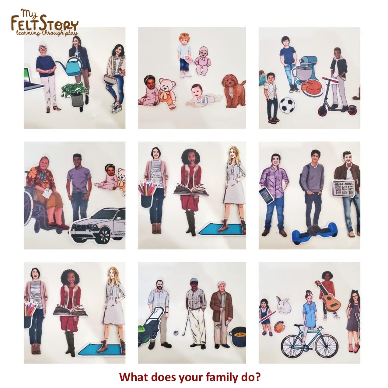 My Felt Story - My Multicultural Family Felt Set, 62 Precut Felt Pieces, for Social Stories and Learning