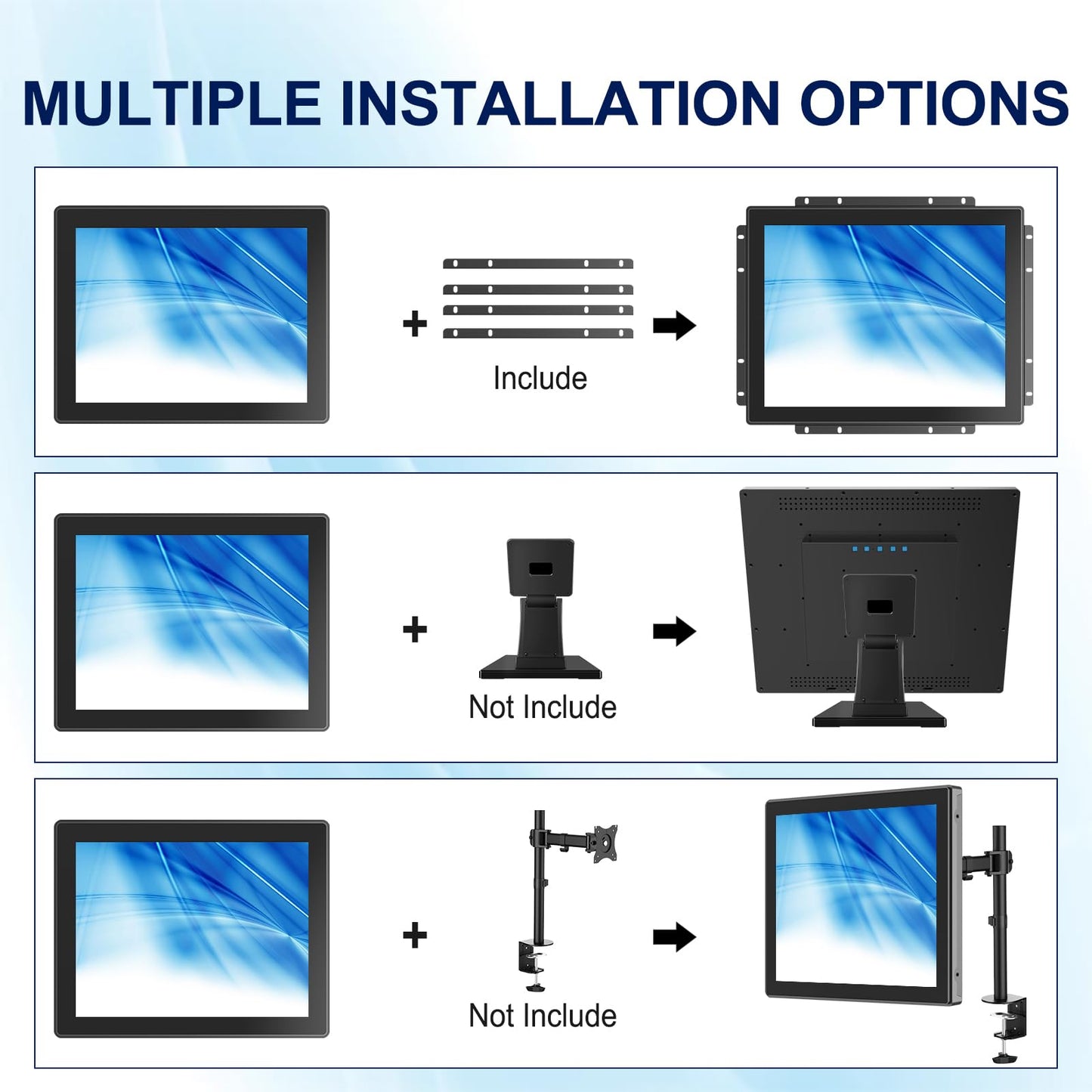 Bosunre 17 Inch Open Frame Design Touch Screen Monitor Display with VESA & Rear Mounting Bracket for Kiosk Industrial Automation Retail Self-Service