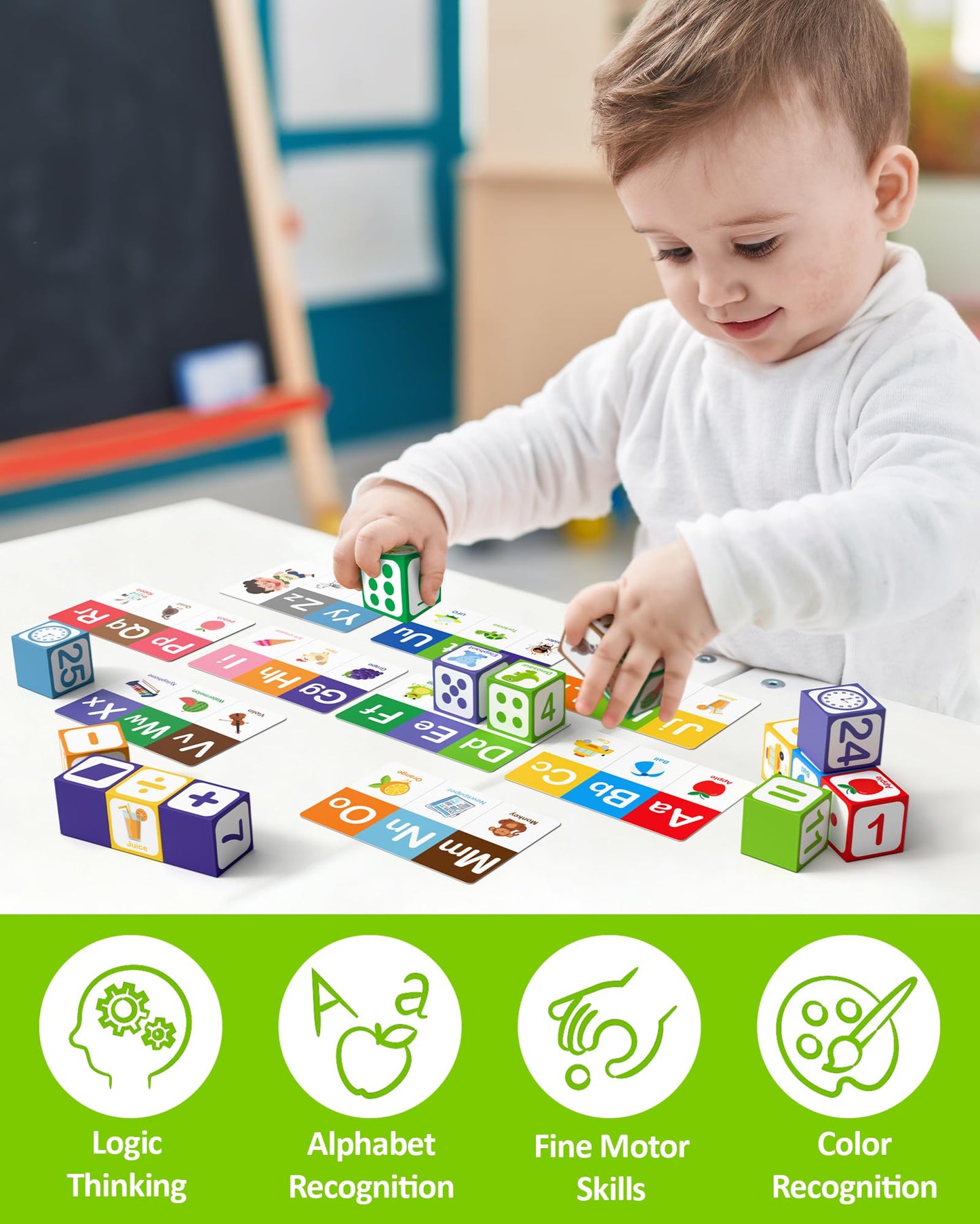 Coogam Magnetic Alphabet Blocks for Learning Numbers, Letters, Shapes, Magnet Construction Game & Toddlers Building Cube, Educational Stem Montessori Sensory Toy Gift for 3 4 5 Year Old
