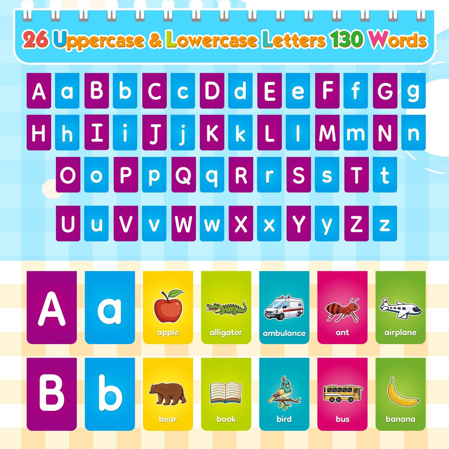 Laffunz Alphabet Learning Flip Chart Toddler ABC Learning Toys for Kids Ages 3-5, Matching Letter Game Lowercase & Uppercase Alphabet Flash Cards, Kindergarten Preschool Classroom Learning Activities