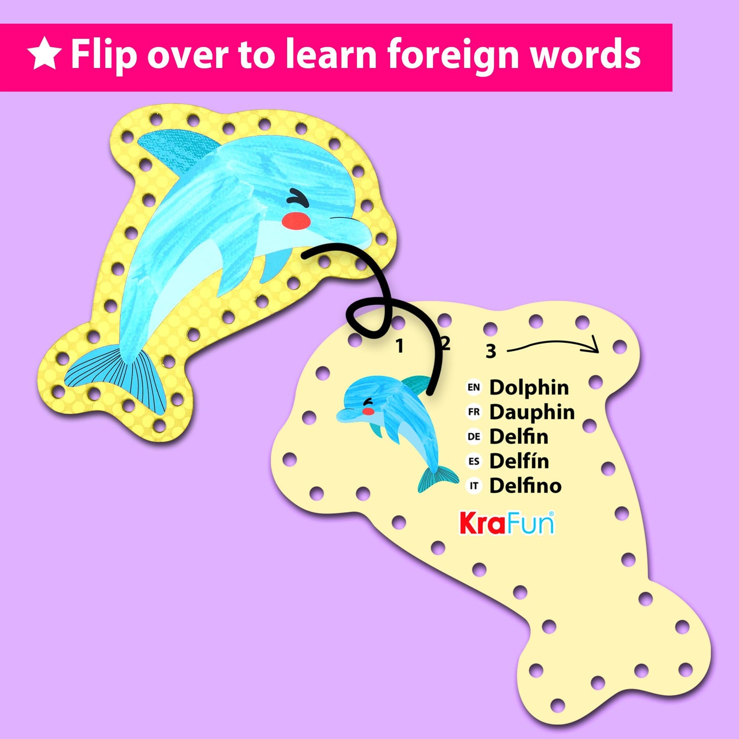 KRAFUN My First Lacing Cards Kit for Toddlers & Girls Age 3+, 5 Mermaid Ocean Arts & Crafts Projects, Fine Motor Skills Toys, Beginner Activity Set with Mermaid Octopus Seahorse Fish Starfish