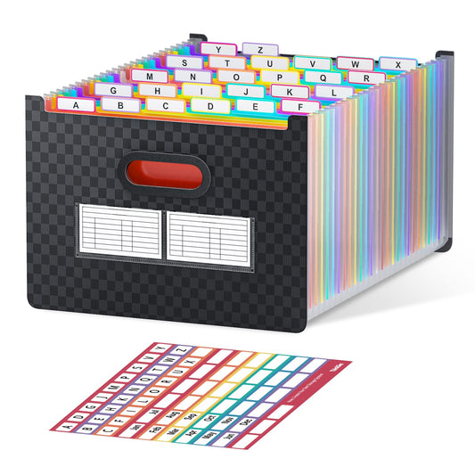 ThinkTex 26 Pockets Expanding File Folder, Upright & Open Top, A-Z Colorful Tabs, Larger Capacity Accordian Folder, Letter/A4 Size for School, Home and Office