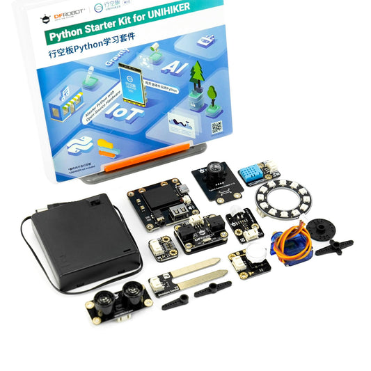 Python Starter Kit for UNIHIKER M10 (Board Not Included) | 15 Structured Lessons for STEM | Learn AI & IoT Programming | with Solderless Plug-and-Play Sensors
