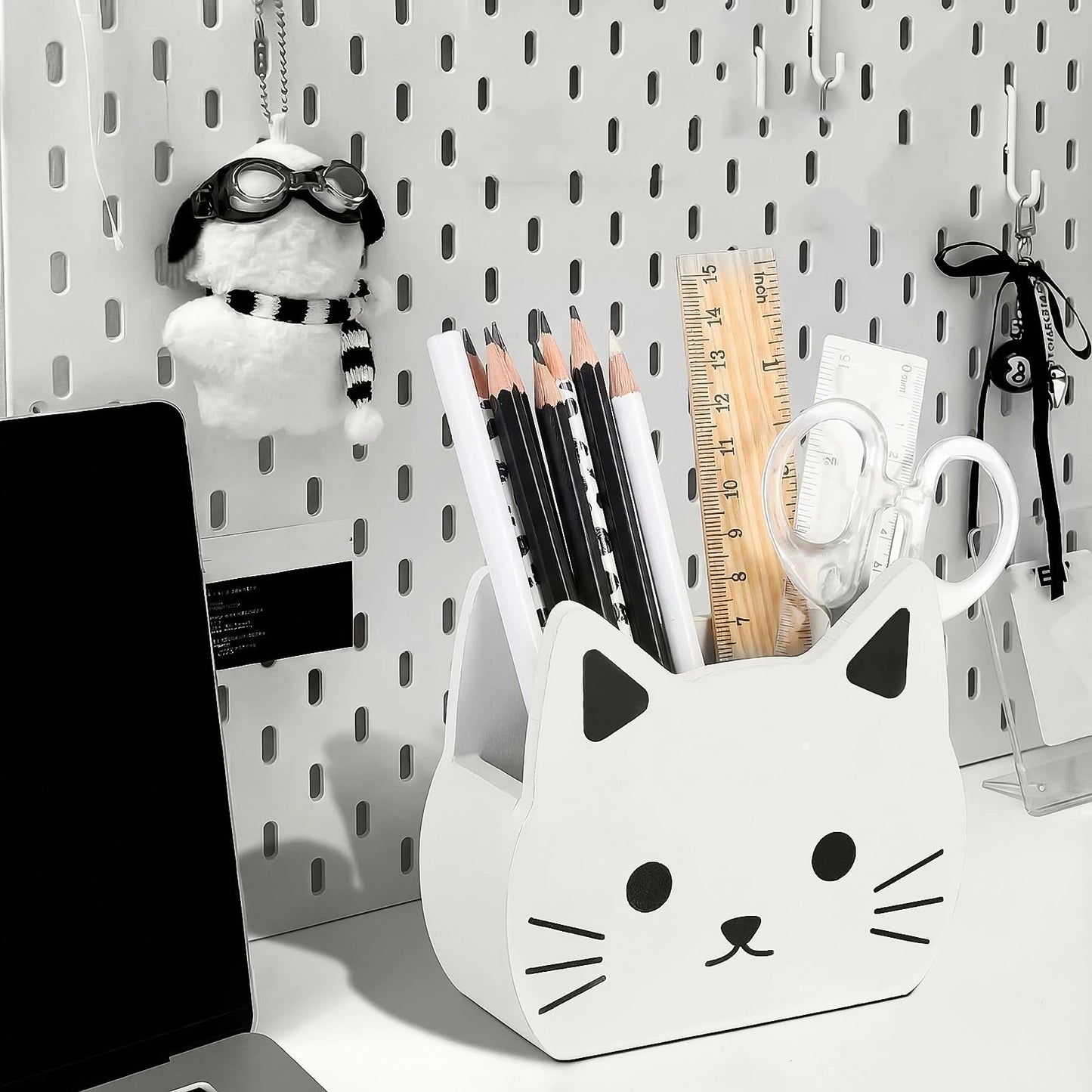 Tenceur Cat Pen Holder Cute Cat Large Capacity Pencil Holder Funny Office Decor Pencil Cup Pot Desk Organizer for Office Makeup Brush Holders Back to School Funny Gift for Coworkers Women
