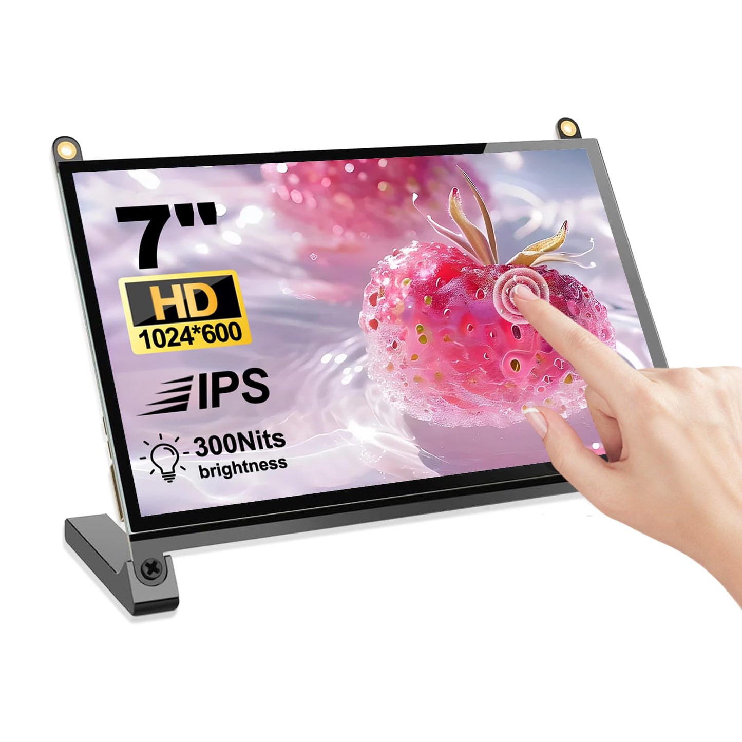 Prystivue 7 Inches Touchscreen Monitor, HD 1024×600 IPS LCD Capacitive Touch Screen Compatible with R Pi 4B/3B+/3B/2/1B+/Zero Ora Pi 5 Por/3 Plus/3B/4B Ban Pi and Windows 10/8/7 (CX-070-A3 US) 1