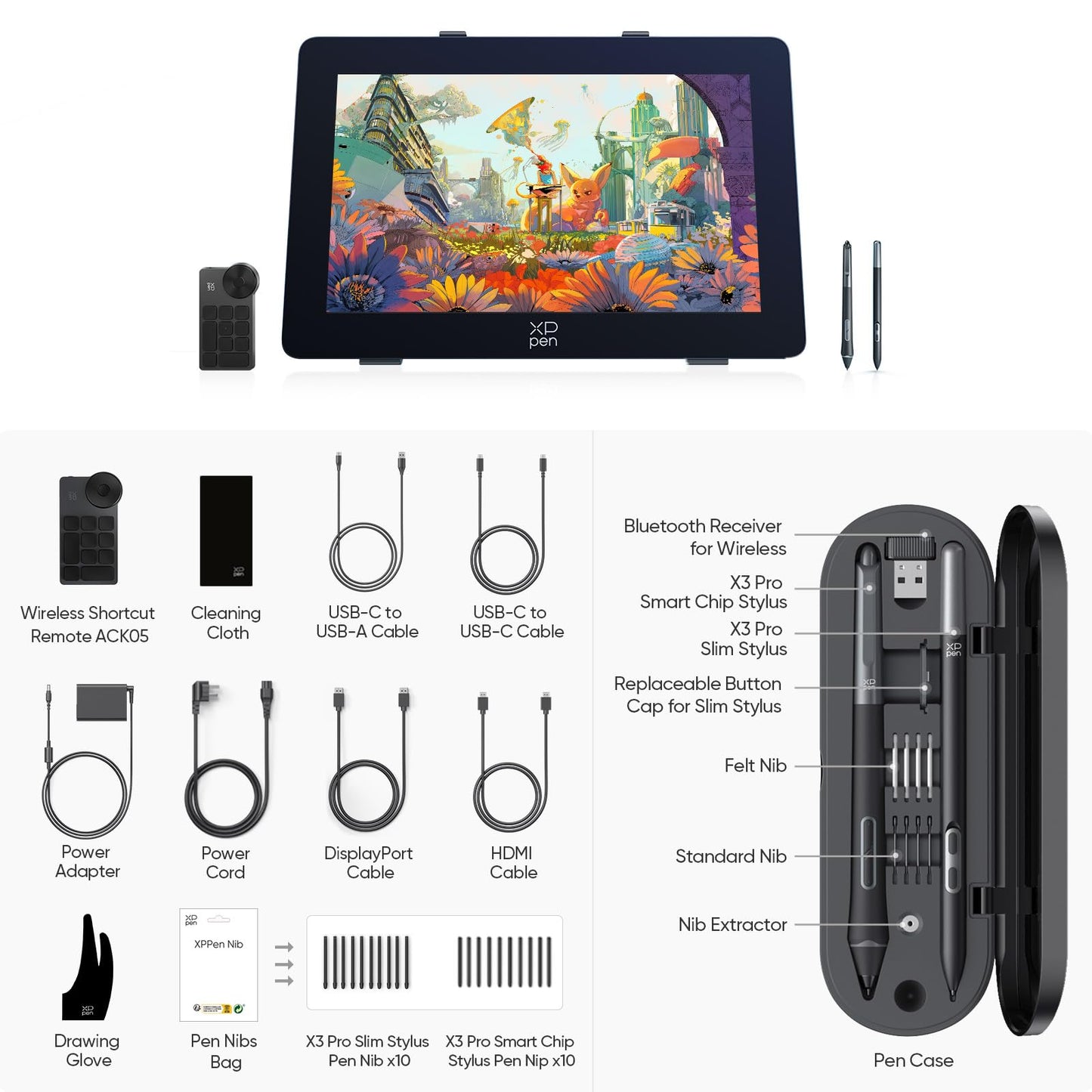 XPPen Artist Pro 24 Gen2 4K Ultra HD Drawing Tablet with Screen, Dual 16384 Pen Pressure Stylus, Wireless Keydial, 99% Adobe RGB, △E<1 Graphic Tablet with Full Laminated AG Pen Display 23.8"