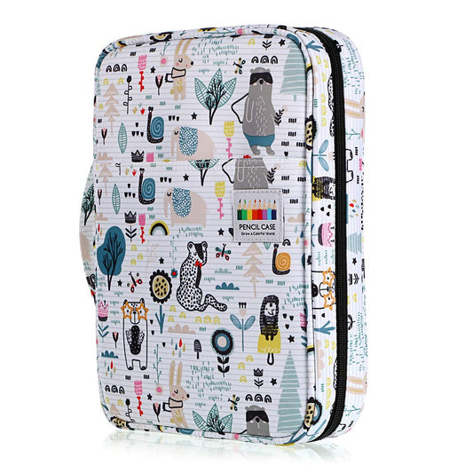 BTSKY Portable Colored Pencil Case - Colored Pencil Organizer Holds 166 Pencils or 112 Gel Pens Large Capacity Zippered Pencil Holder Gel pens (Animal)