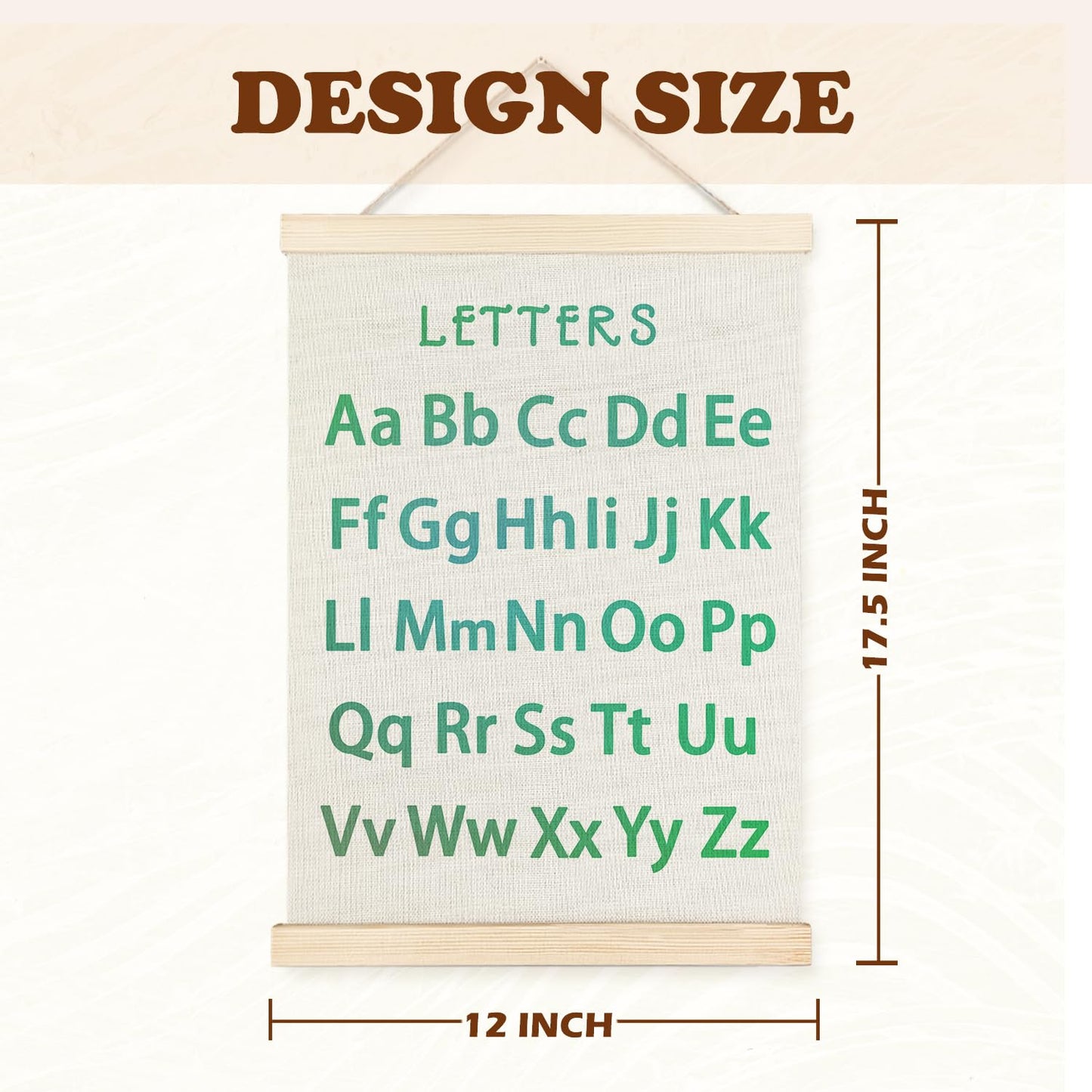 Supwhd Classroom Wall Decor, Numbers and Alphabet Educational Wall Art Poster, Alphabet ABC Numbers from 1 to 20 Poster Wall Decor for Toddler Kids Room Playroom Classroom, 12x16 Set of 2（Green）