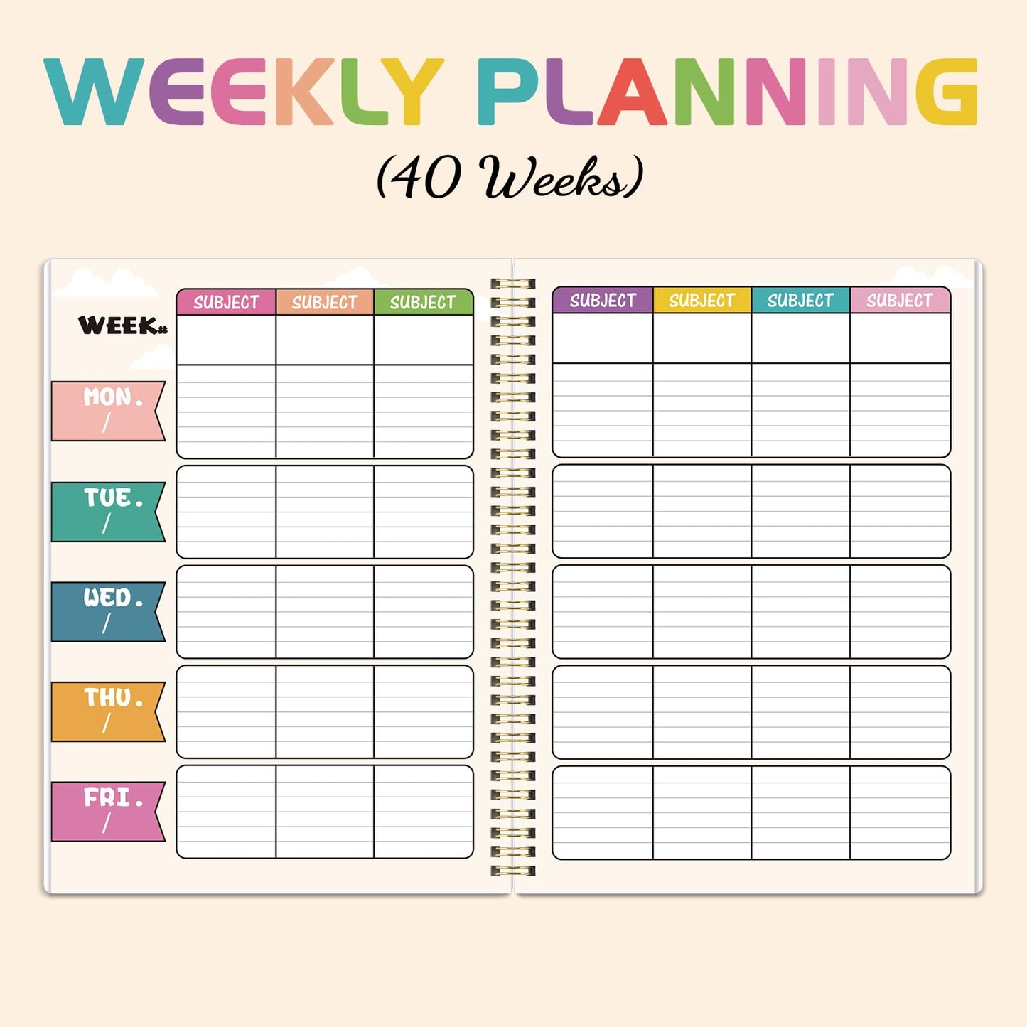 Undated Teacher Planner - Teacher Planners 8.5 x 11, Teachers Lesson Plan Book, Teachers Lesson Planner 2026-2027 with Stickers and Inner Pocket