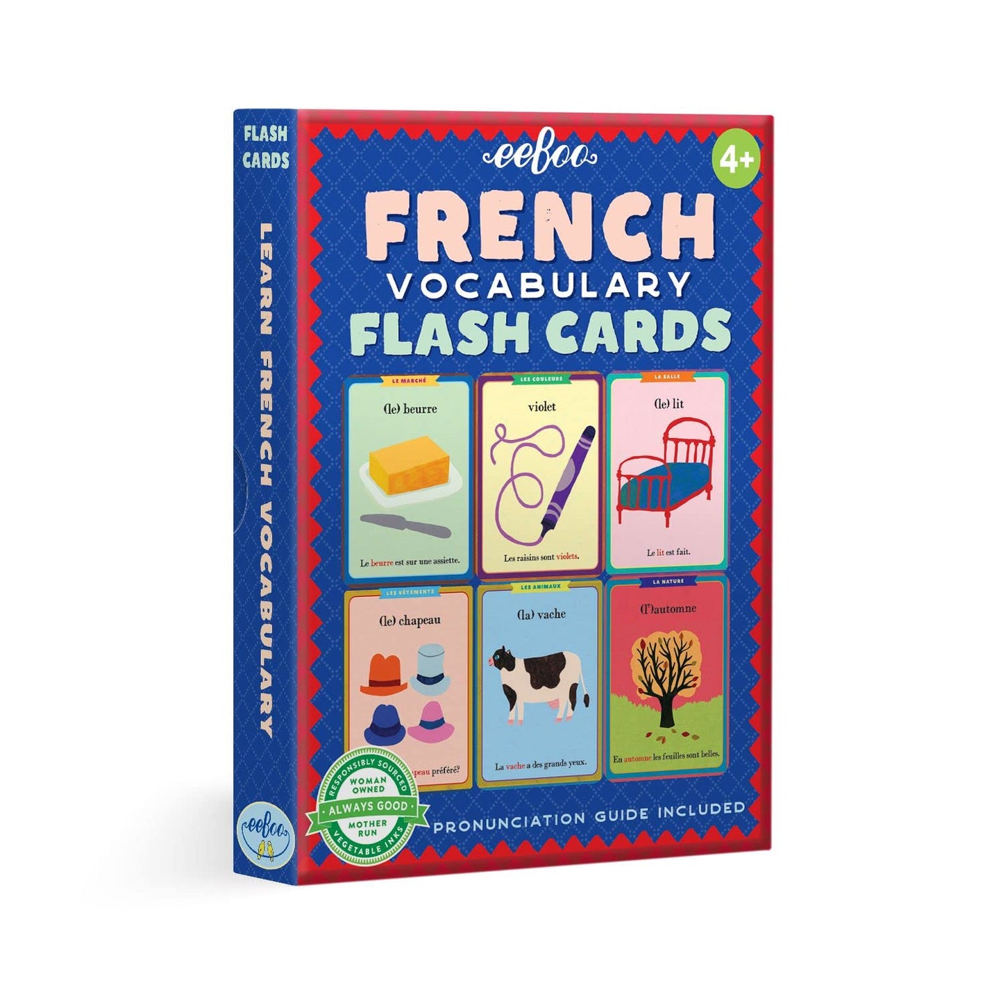 eeBoo: French Vocabulary Flash Cards, Learn French, Imaginative Problem Solving, Educational Games that Cultivates Conversation, Socialization, and Skill-Building, Perfect for Ages 4 and up