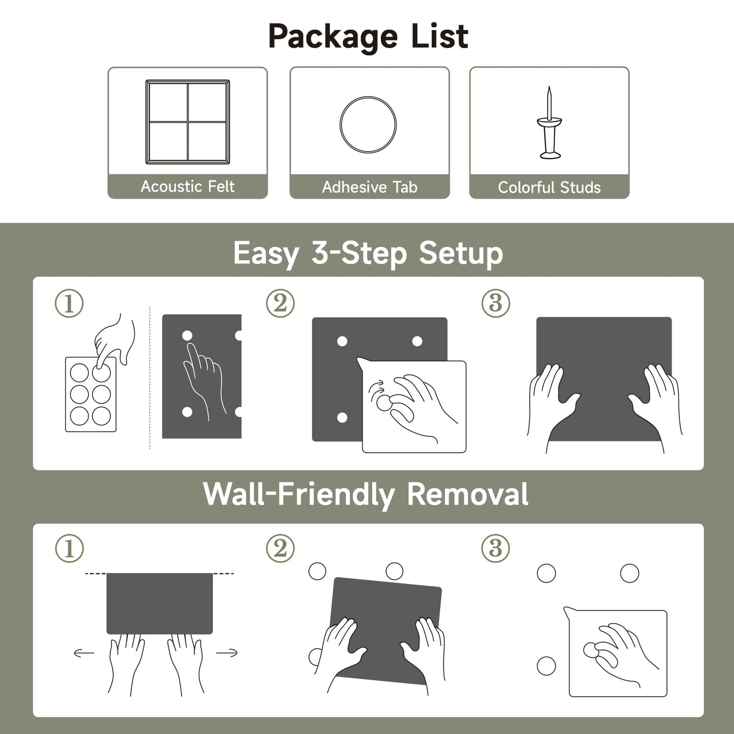 MISSDAY Oatmeal Acoustic Wall Panel Felt Bulletin Board 48" x 36" Cork Board for Wall, 12-Pack Boards with 72 Removable Adhesive Tabs, 50 Pins, Pin Board for Home Office Classroom Soundproof Wall Tile