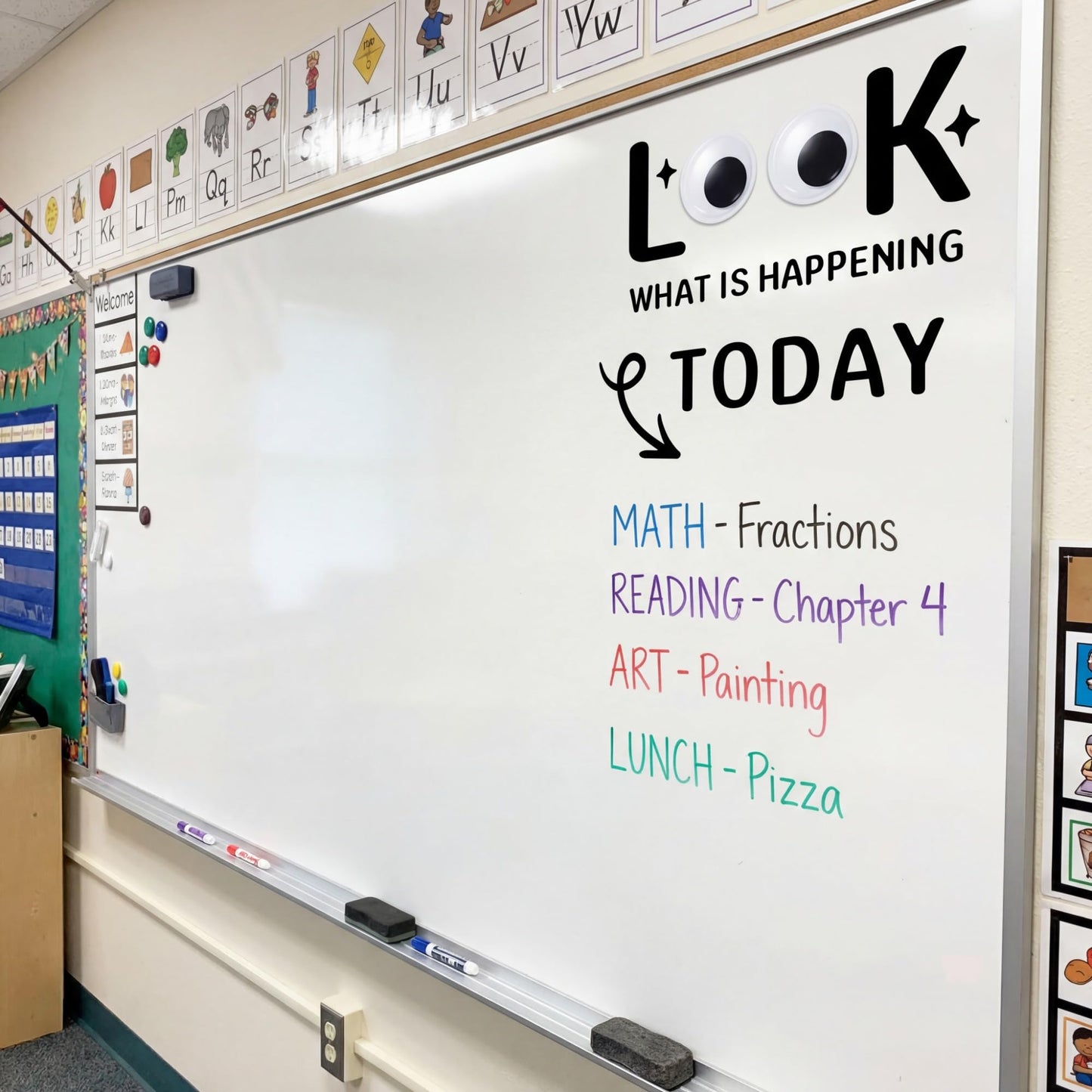 Sabary Magnetic Classroom Daily Schedule Decor Look What is Happening Today Magnetic Whiteboard Classroom Decorations, Daily Schedule Bulletin Board Set Back to School Class Teacher Whiteboard Decals