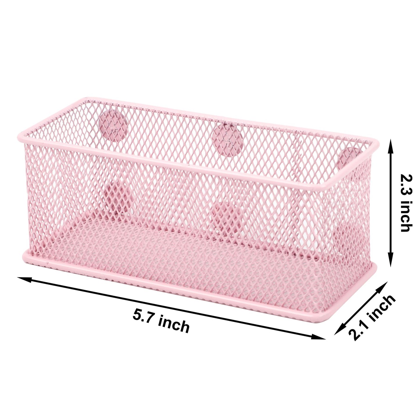 EASEPRES Magnetic Pencil Holder Set of 6 - Wire Mesh Storage Baskets Organizer with Strong Magnets - Perfect for Whiteboard, Refrigerator and Locker Accessories, Pink
