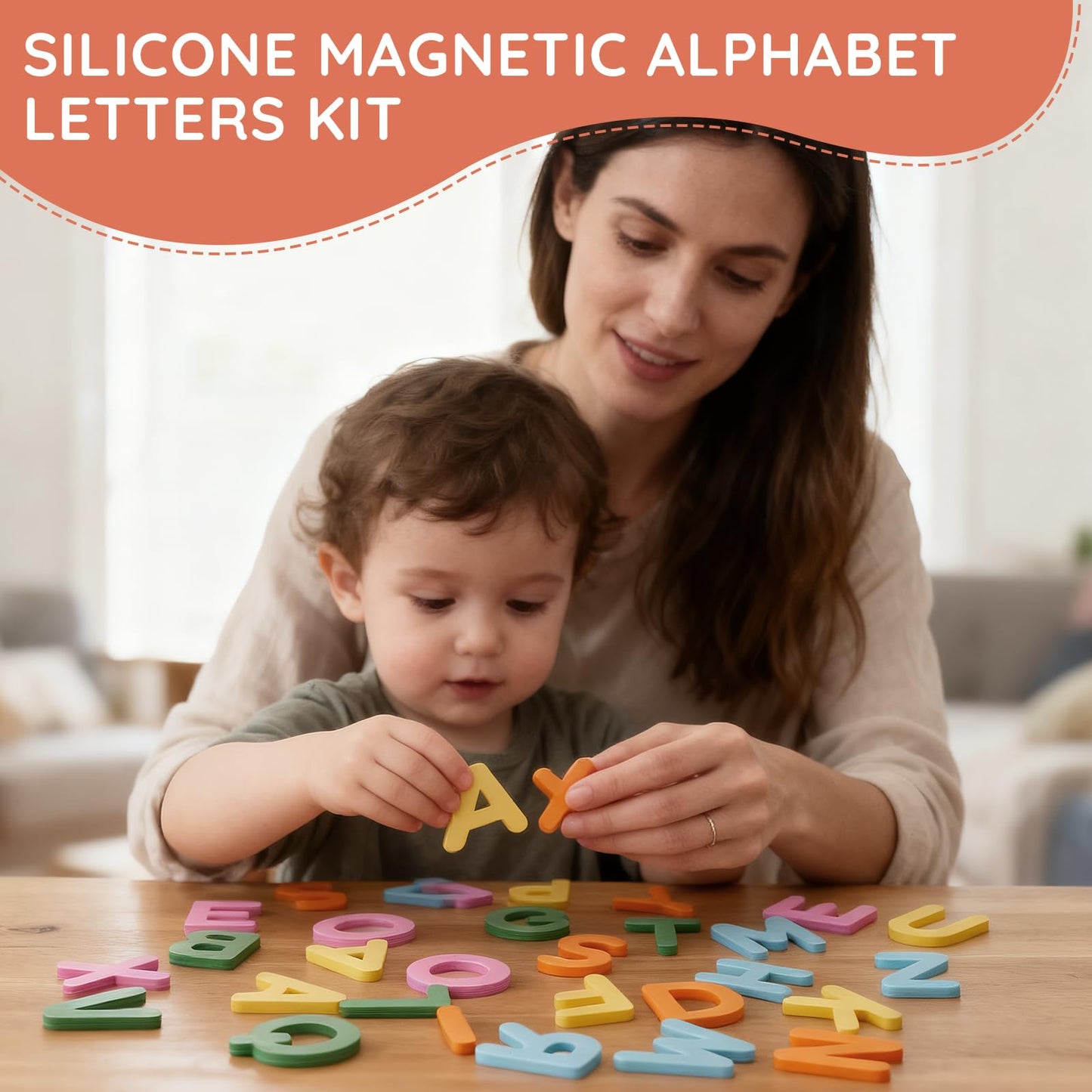 Silicone Alphabet Magnetic Letters, 30PCS Alphabet Magnets Toys ABC Letter Puzzles Preschool Educational Learning Toys Gifts for Girls Boys Toddlers Kids