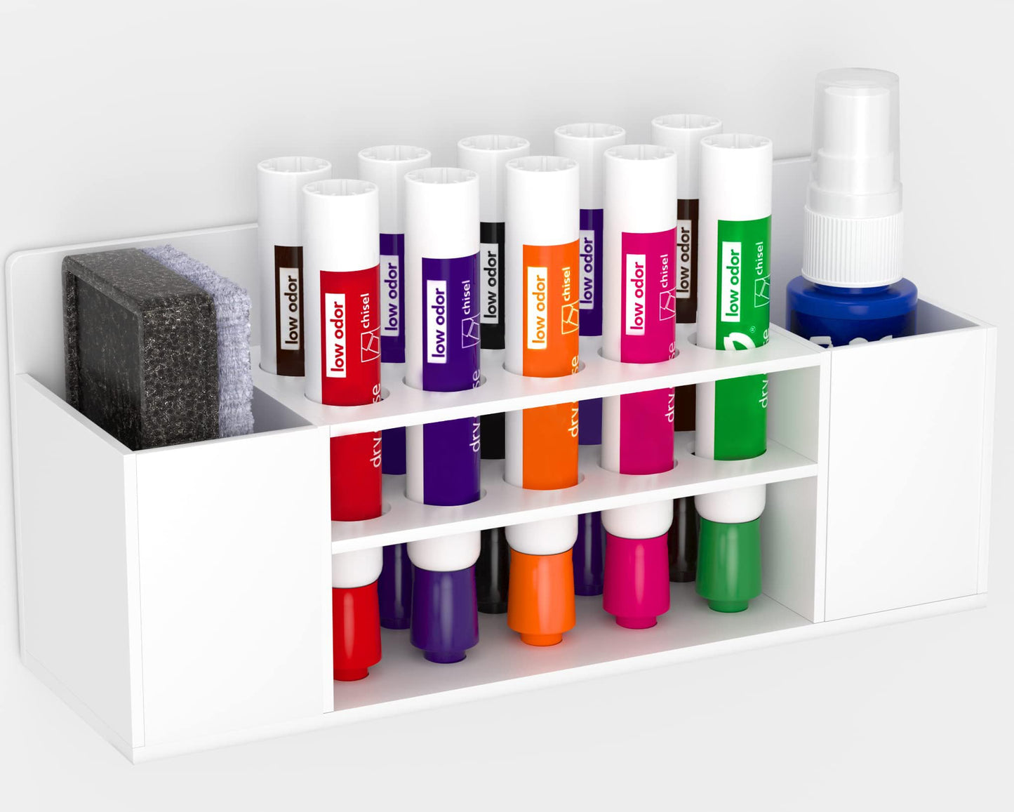 HBlife Acrylic Magnetic Dry Erase Marker Holder for Whiteboard, Wall Mount 10 Slots Magnet Pen Pencil Holder for Fridge Refrigerator, Locker Organizer Accessories for School Classroom Office, White