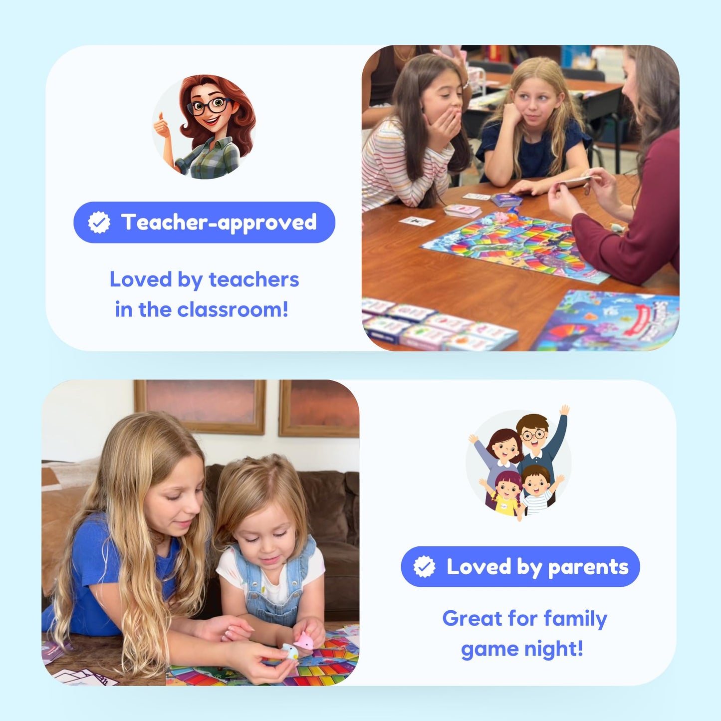 The Fidget Game SquishyLand in Rainbow Reef - Educational & Phonics Kindergarten Learning Activities for Children in Pre-K to 2nd Grade - Mochi Squishy Toys Set with Board Game (2-6 Players)