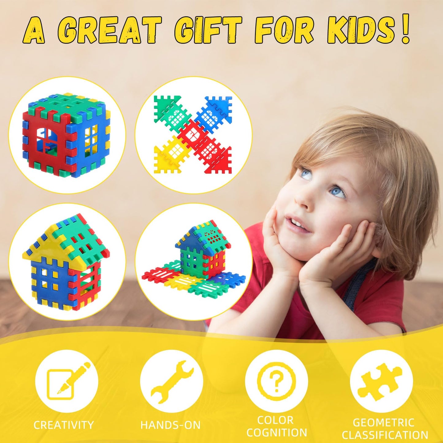 Sonwyoung 155 Pieces Interlocking Building Blocks for Kids with Storage Box Building Toys Waffle Blocks for Kids Construction Learning Educational Toy Sets