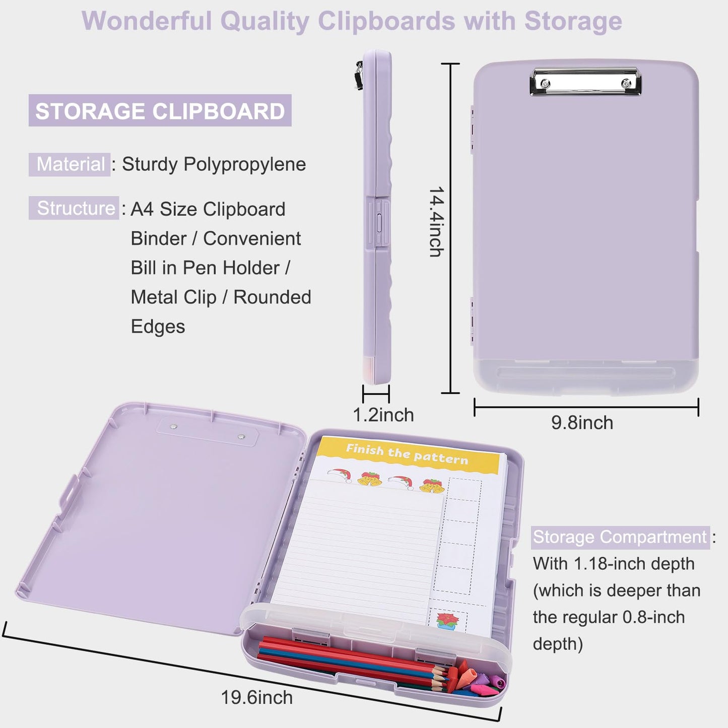 SFLHHDM Purple Clipboard, Clip Board 8.5x11, Teacher Clipboards with Storage, Plastic Clipboard with Pen Holder, Clipboards Storage for Women Teachers Work, School & Office Supplies
