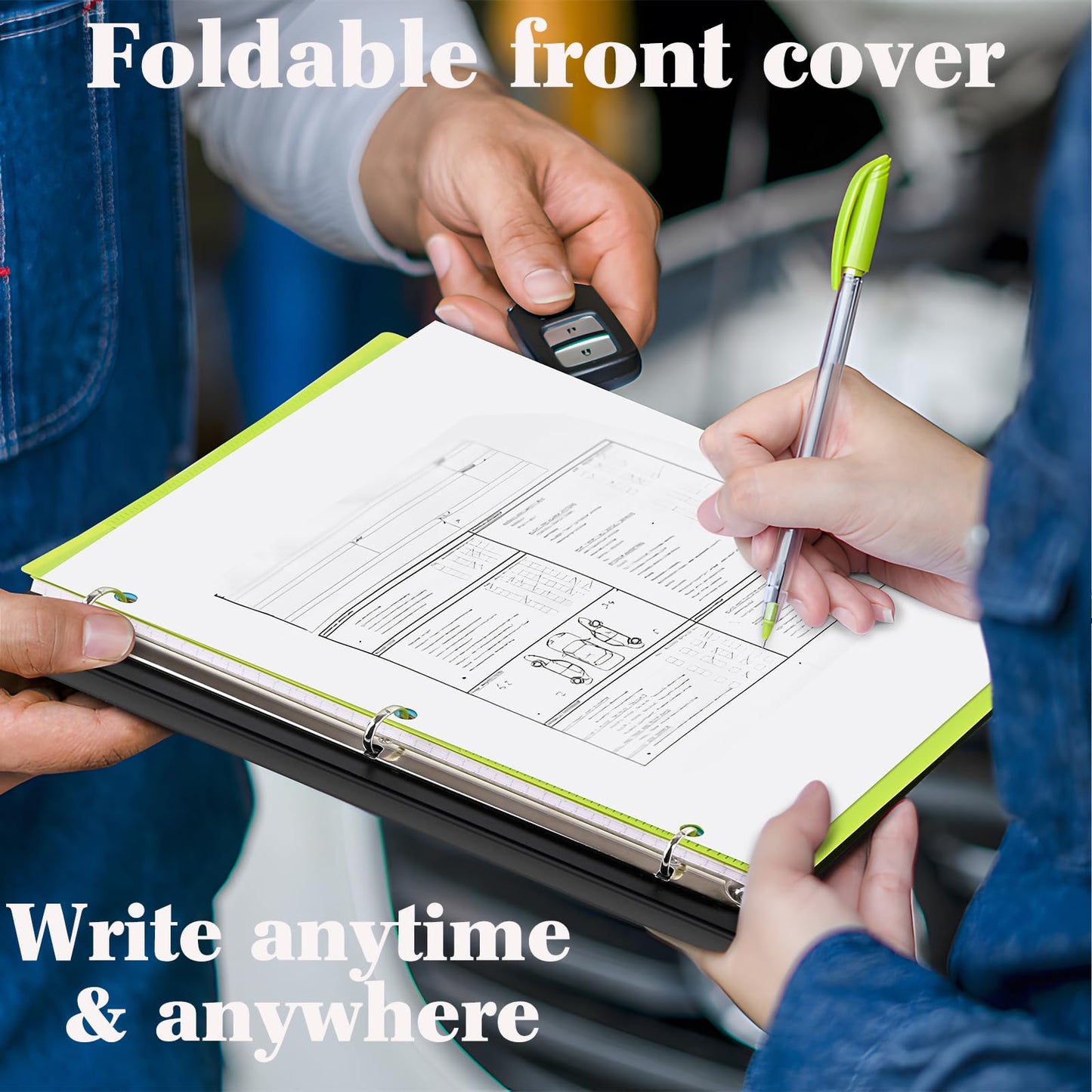 INFUN 1 Inch Telescoping 3 Ring Binder Black+White - 4 PCS， Flexible Binders with Customizable Front Cover and Clear Catalog Pocket,1 inch Binders 3 Ring, 225 Sheet Capacity