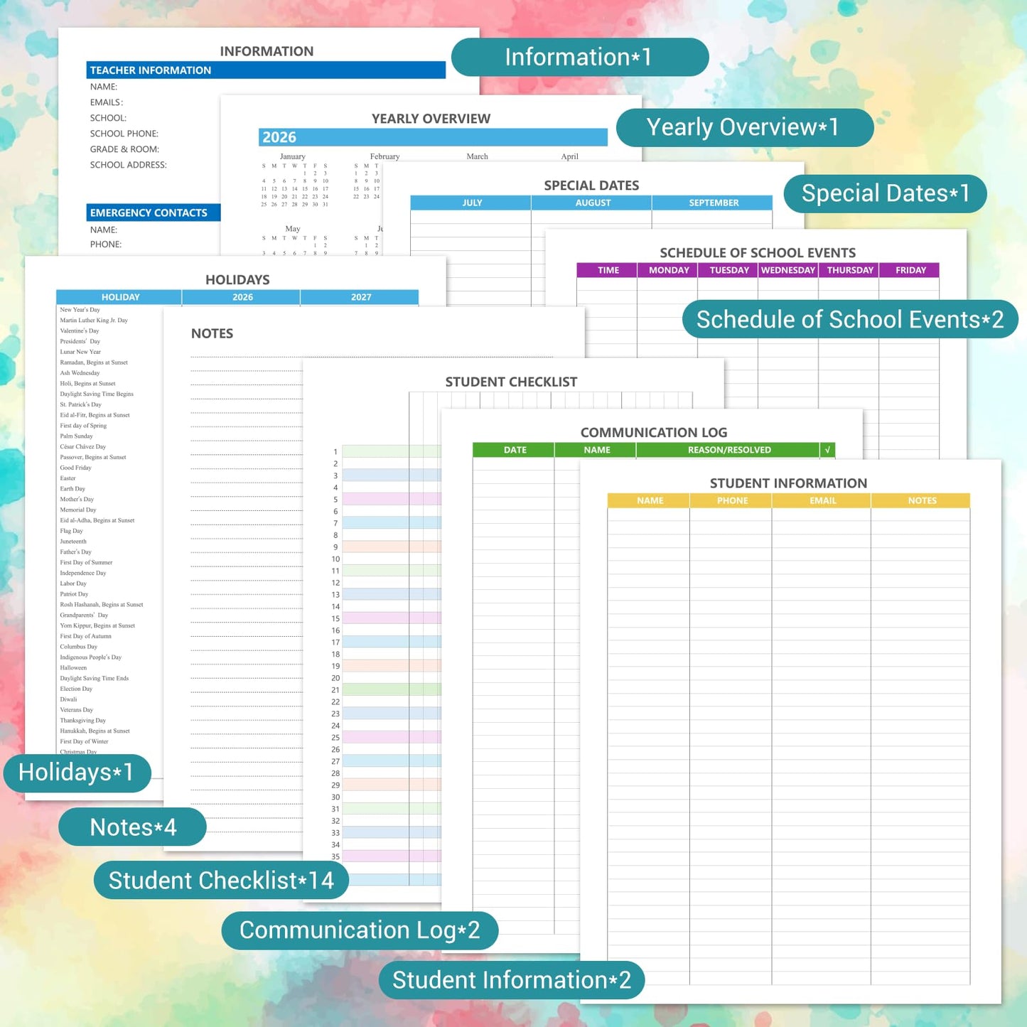 Teacher Planner 2026-2027 Academic Year, Jul.2026 - Jun.2027, 8.5" x 11" Lesson Planner Book for Teachers, Teacher Planners with Colorful Monthly Tabs, Hardcover- Tree
