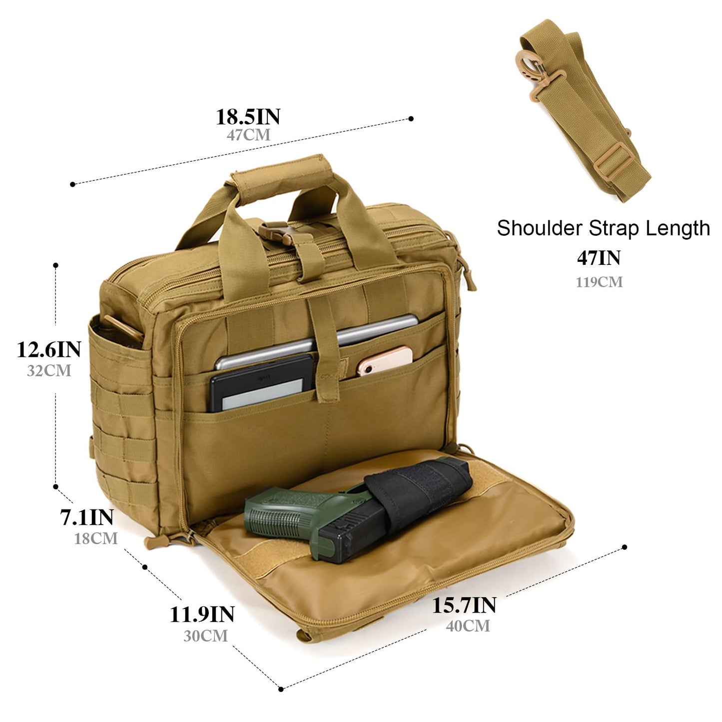 Stypos Tactical Messenger Bag, 15.6/17.3 Inch Tactical Briefcase for Man Military Laptop Bag Messenger Shoulder Bag (Khaki)