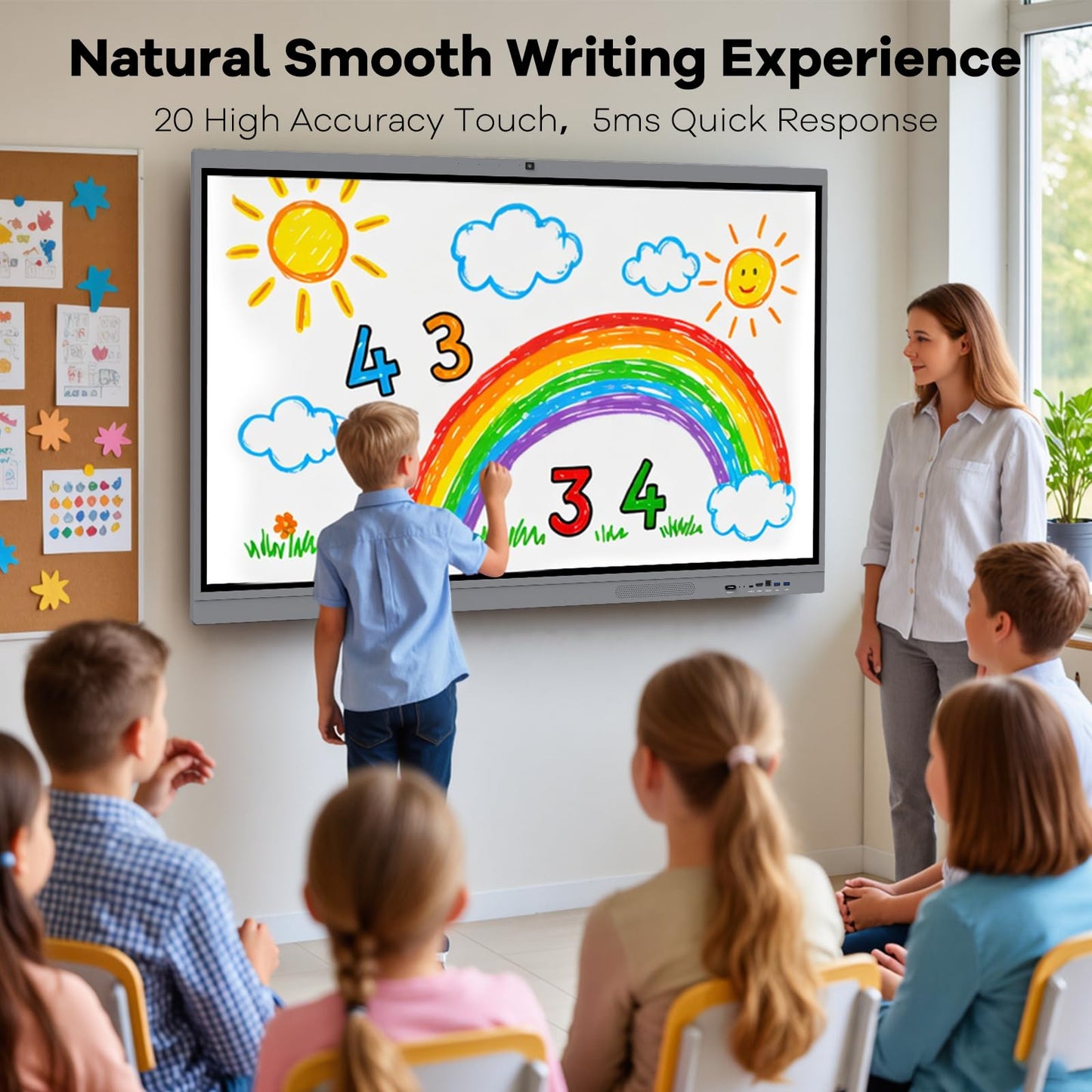 HLEC 55" Interactive Smart Board, 4K UHD Touchscreen Digital Whiteboard, Electronic All-in-One Computer for Classroom Home Office Studio Display, 20-Touch 13MP Camera(Wall Mount Included)