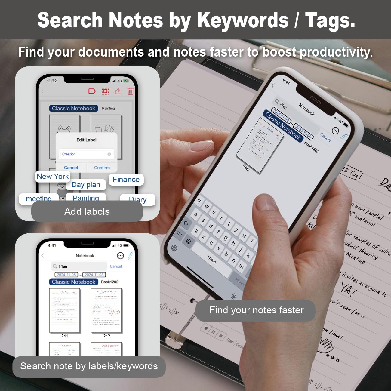 Smart Pen for Note Taking Set Real-Time Paper-to-Digital, Smart Digital Notebook with Pen for Meeting Class Creation, Convert to Text, Store, and Share Your Handwritten Notes via App(iOS/Android)