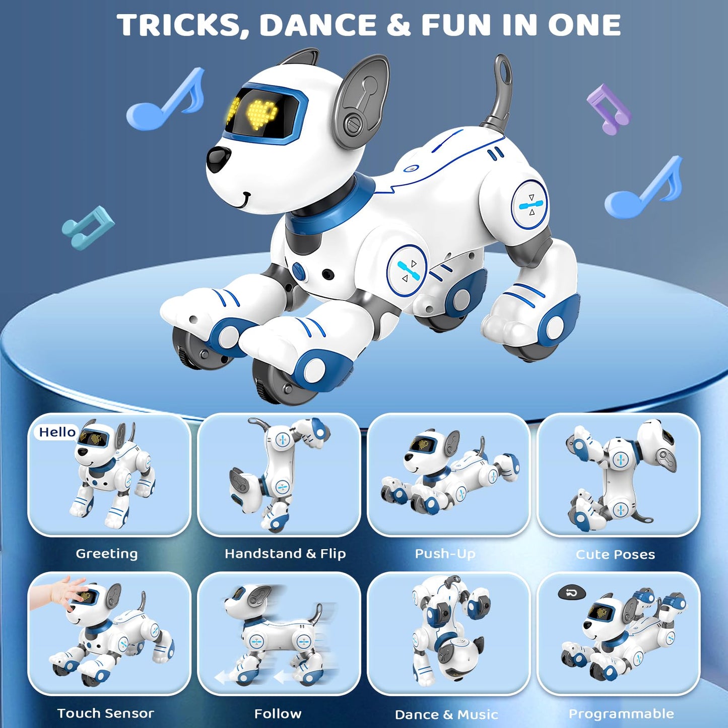 great dachong Robot Dog Toy for Kids 3-12: Remote Control Interactive Robot Puppy with Touch & Follow, Programmable Tricks, Dancing & Walking, Birthday Gift for Smart Boys & Girls