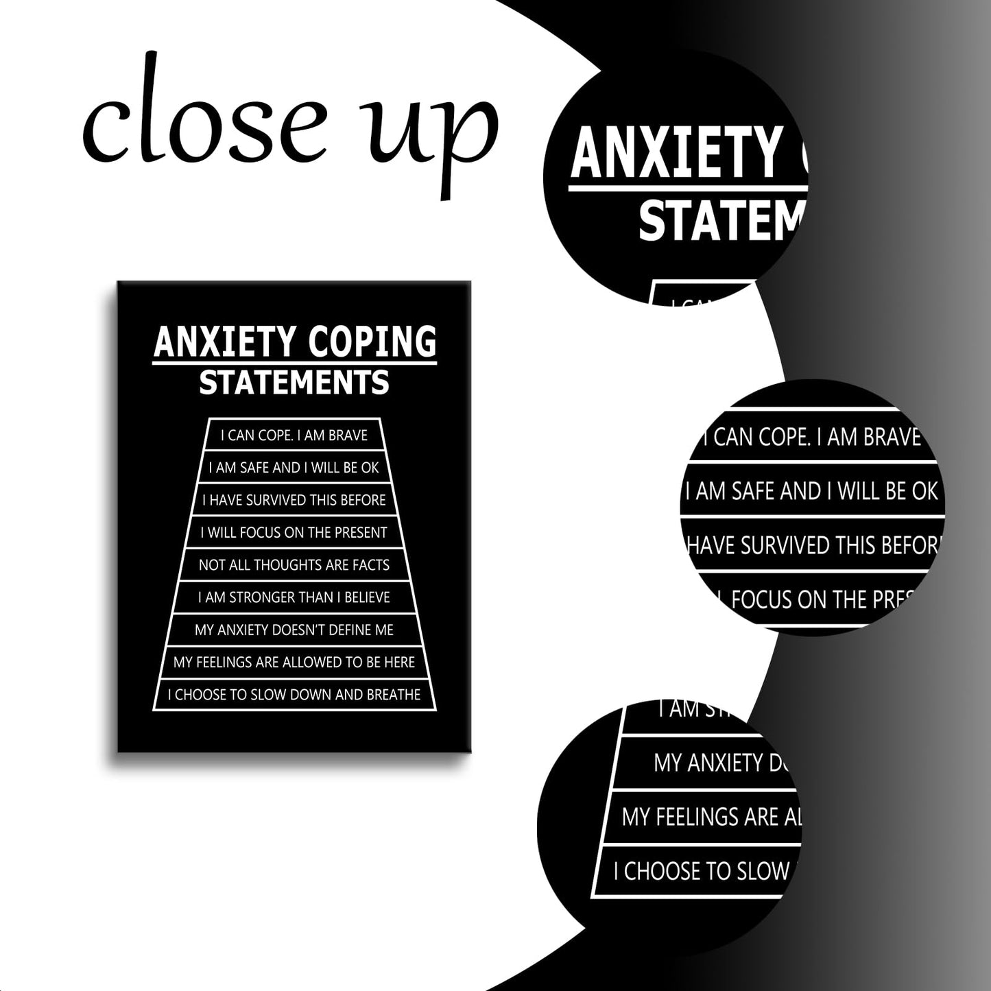 Inspirational Canvas Wall Art Anxiety Coping Statements Quote Office Decor Painting Pictures Motivational Poster Prints Artwork for Modern Home Living Room Stretched and Framed [18''Wx 24''H]