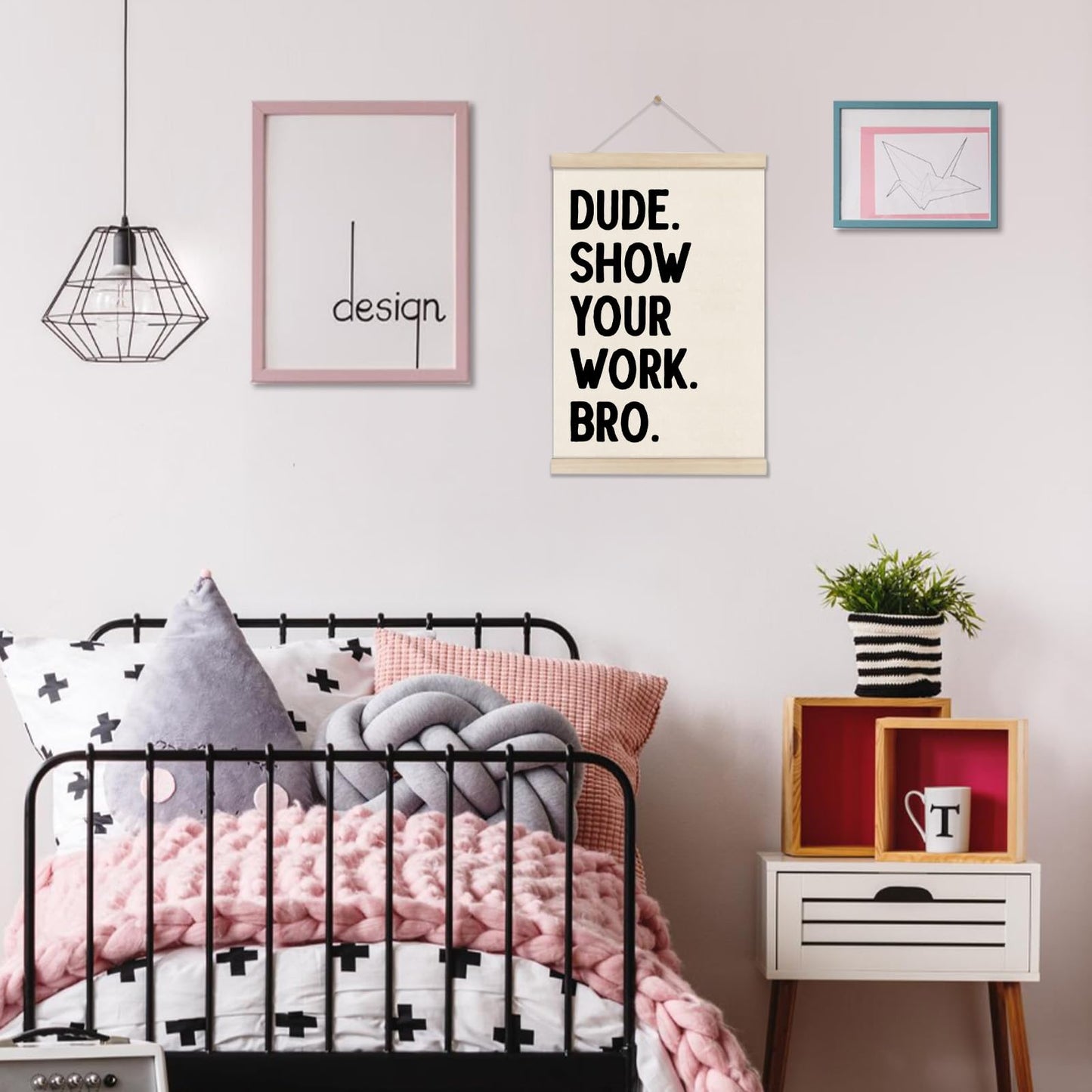 DOI-LANEE Funny Classroom Posters Hanger Frame, Show Your Work Poster, Math Classroom Must Haves Wall Decor 16x12 Inch, High School Gifts for English Teachers Students