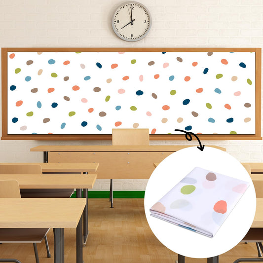 120x47 in Bulletin Board Fabric Background Back to School Classroom Decoration Large Polyester Photography Backdrop for Class Home Office Wall Decor Pillows Curtains Crafts Boho Dot