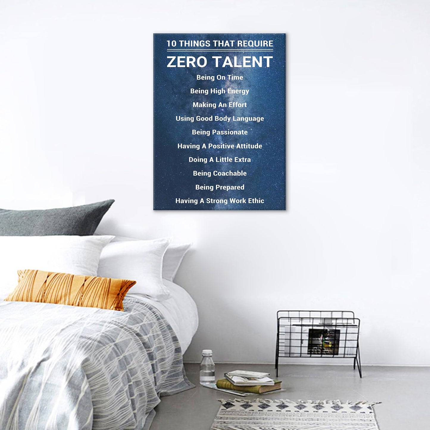 Inspirational Wall Art for Office, 10 Things that Require Zero Talent Motivational Poster, Large Mindset is Everything Canvas Wall Decor for Classroom & Home Gym, Easy to Hang Artwork [18''Wx24''H]