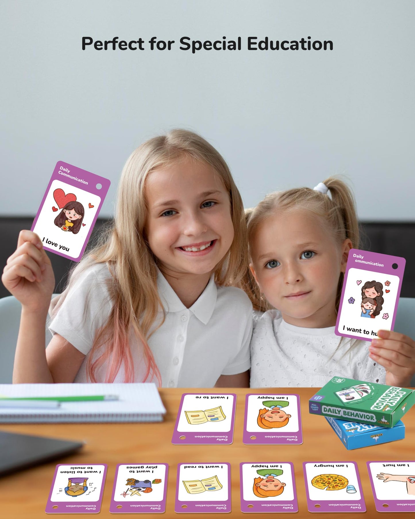 CHEFAN 110 PCS Autism Communication Cards for Speech Delay, Special Needs Visual Aid Language Learning Cue Cards Special Ed Feelings Emotions Flash Cards for Autism Communication